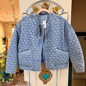 BLANKNYC Quilted Heart Denim Jacket XS NWT